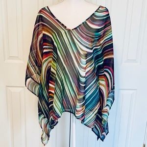 🦋 Multi-Color Butterfly Sleeve Sheer Blouse